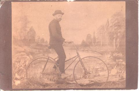 Gent with Columbia Light Roadster Safety - Circa 1890