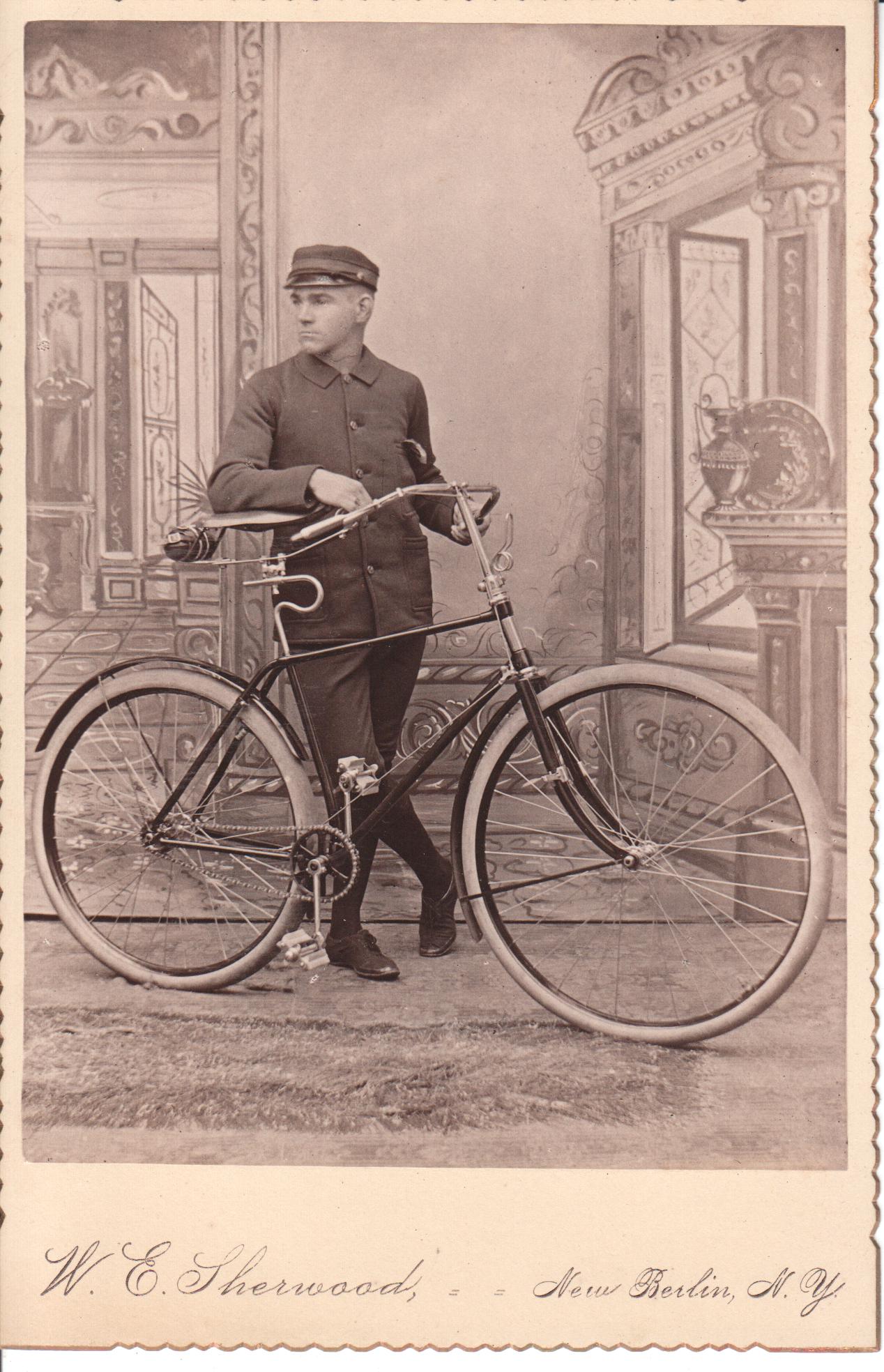 Gent with Columbia "Century" - Pneumatic Safety 1892