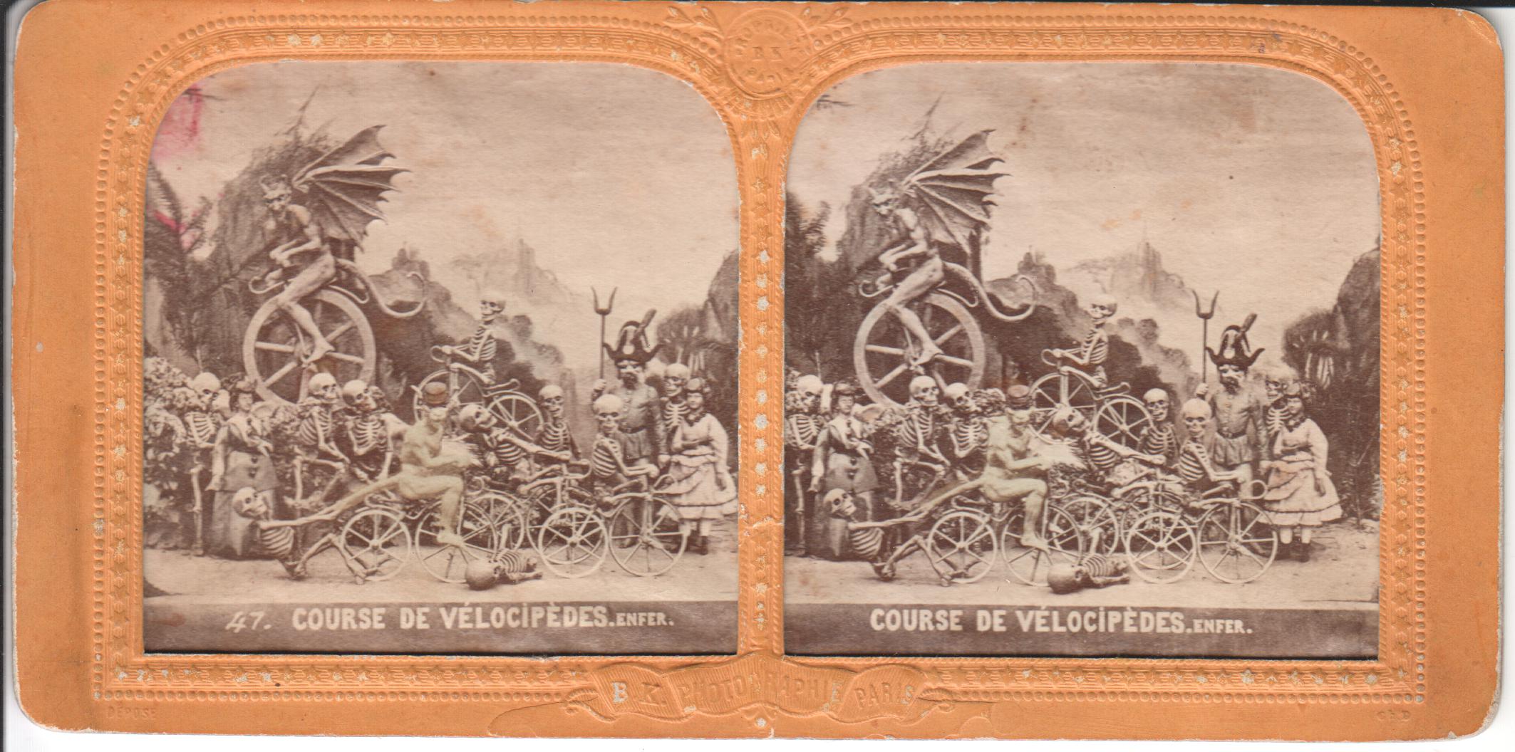 "A Bicycle Race in Hell" - France - Circa 1870 