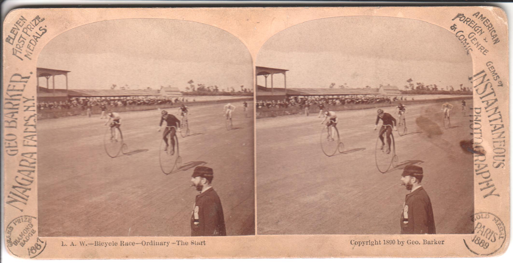 High Wheel Bicycle Race - Buffalo N.Y. Track - Circa 1885